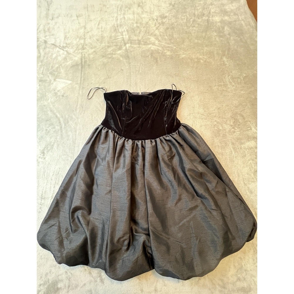 Copper Key Womens Dress S Black Velvet Bubble Hem Mini Strapless NWT